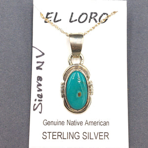 Sierra Nevada Turquoise #1 Natural Stone Sterling Silver Pendant on 18" Sterling Silver Chain