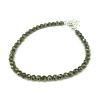 Iron Pyrite Faceted Gemstone Sterling Silver Bracelet by Josephine Grasso
