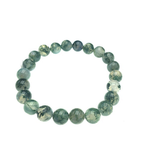 Moss Agate Gemstone Bead Stretch Elastic Stone Bracelet