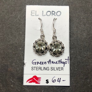 Prasiolite Green Amethyst Faceted Crystal Sterling Silver Dangle Earrings