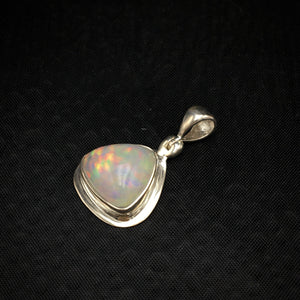 Ethiopian Opal Welo Rainbow Fire Triangle Sterling Silver Pendant