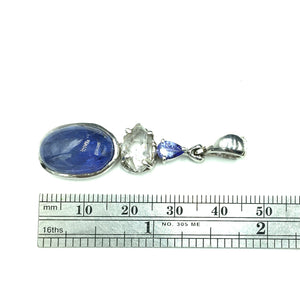 Tanzanite Herkimer Diamond Quartz Raw Faceted Cabochon Natural Gemstone Sterling Silver Pendant