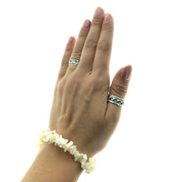 Mother of Pearl Shell Stone Chip Large Bead Stretch Elastic Stone Bracelet