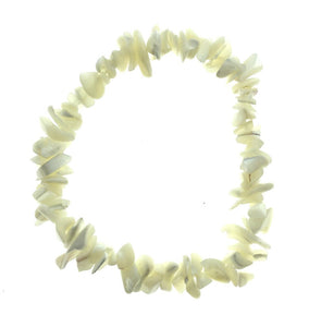 Mother of Pearl Shell Stone Chip Large Bead Stretch Elastic Stone Bracelet