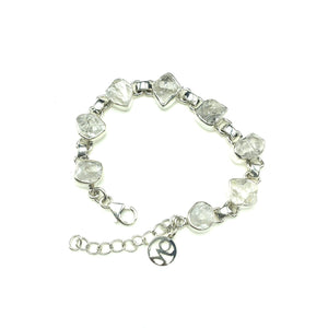 Herkimer Diamond DT Raw Crystals Gemstone Sterling Silver Bracelet