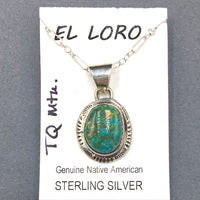 Turquoise Mountain #1 Natural Stone Sterling Silver Pendant on 18" Sterling Silver Chain