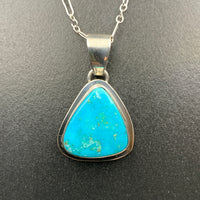 Kingman Turquoise #10 Natural Sterling Silver Pendant on 18" Chain