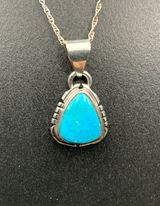 Kingman Turquoise #11 Natural Sterling Silver Pendant on 18" Chain