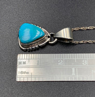 Kingman Turquoise #11 Natural Sterling Silver Pendant on 18" Chain
