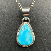 Kingman Turquoise #12 Natural Sterling Silver Pendant on 18" Chain