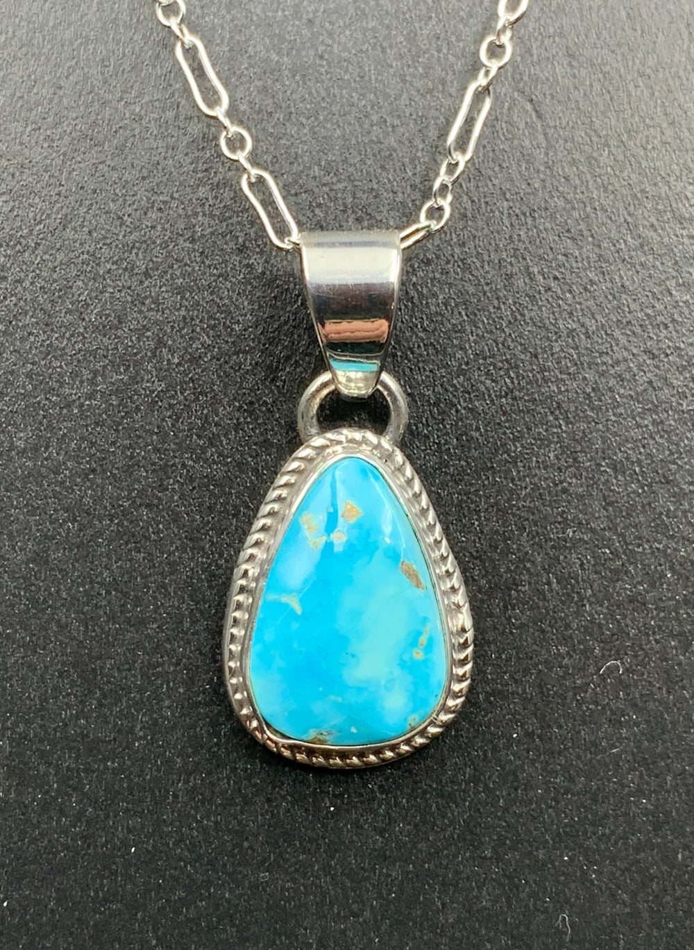 Kingman Turquoise #12 Natural Sterling Silver Pendant on 18
