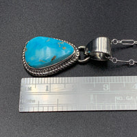 Kingman Turquoise #12 Natural Sterling Silver Pendant on 18" Chain