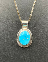 Kingman Turquoise #13 Natural Sterling Silver Pendant on 18" Chain
