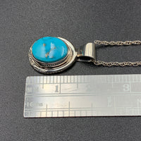 Kingman Turquoise #13 Natural Sterling Silver Pendant on 18" Chain