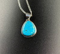 Kingman Turquoise #3 Natural Sterling Silver Pendant on 18" Chain
