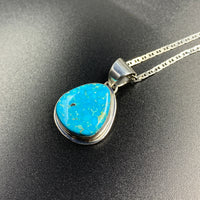 Kingman Turquoise #3 Natural Sterling Silver Pendant on 18" Chain