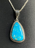 Kingman Turquoise #4 Natural Sterling Silver Pendant on 18" Chain
