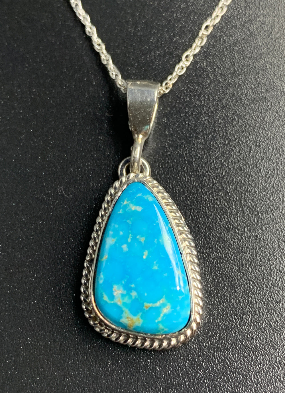 Kingman Turquoise #4 Natural Sterling Silver Pendant on 18