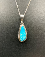 Kingman Turquoise #5 Natural Sterling Silver Pendant on 18" Chain
