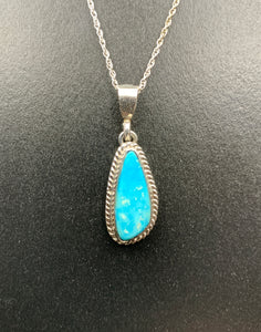 Kingman Turquoise #5 Natural Sterling Silver Pendant on 18" Chain