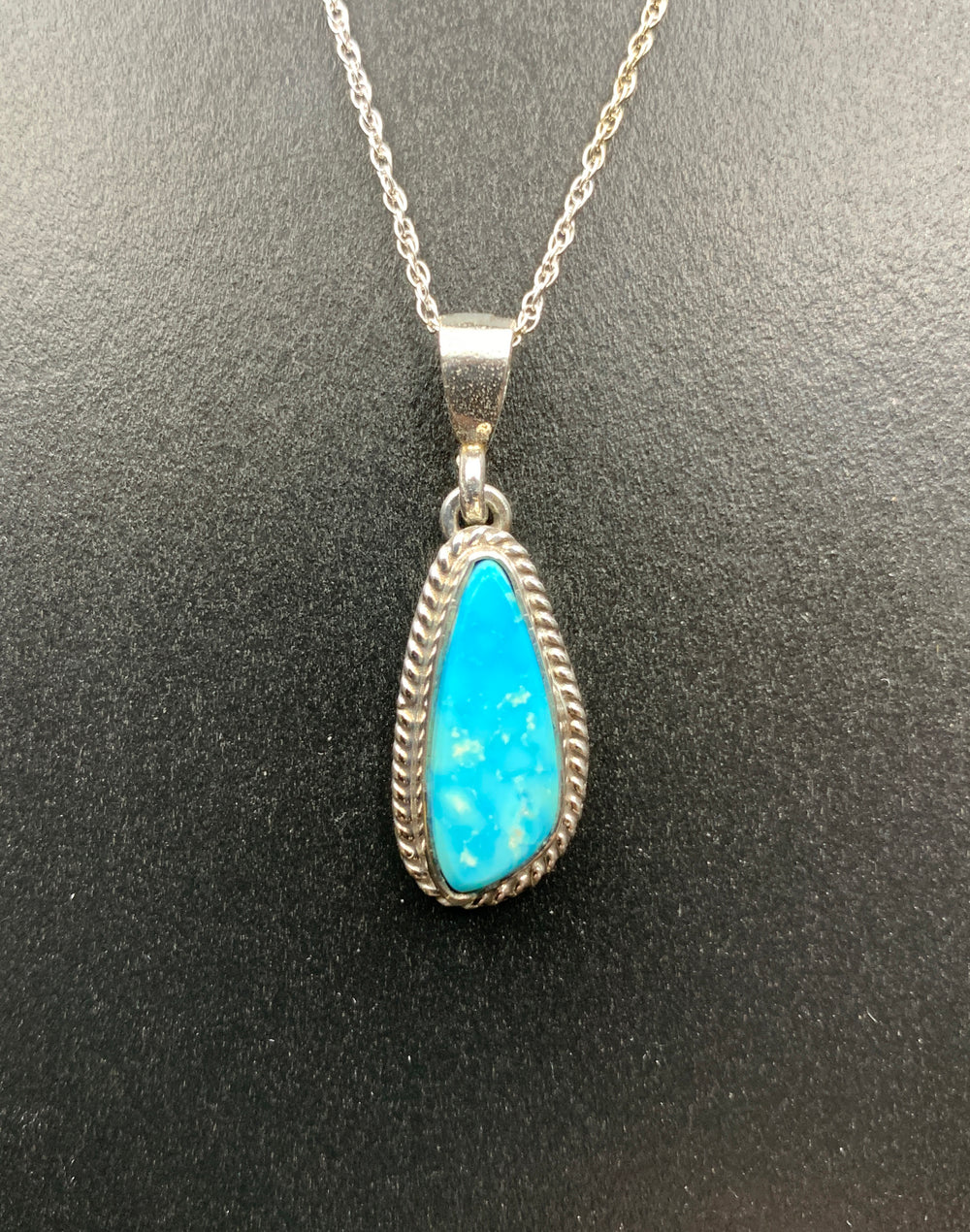Kingman Turquoise #5 Natural Sterling Silver Pendant on 18