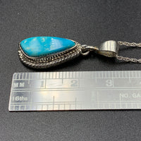 Kingman Turquoise #5 Natural Sterling Silver Pendant on 18" Chain
