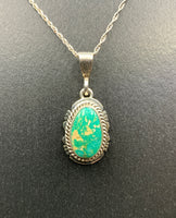 Kingman Turquoise #7 Natural Sterling Silver Pendant on 18" Chain
