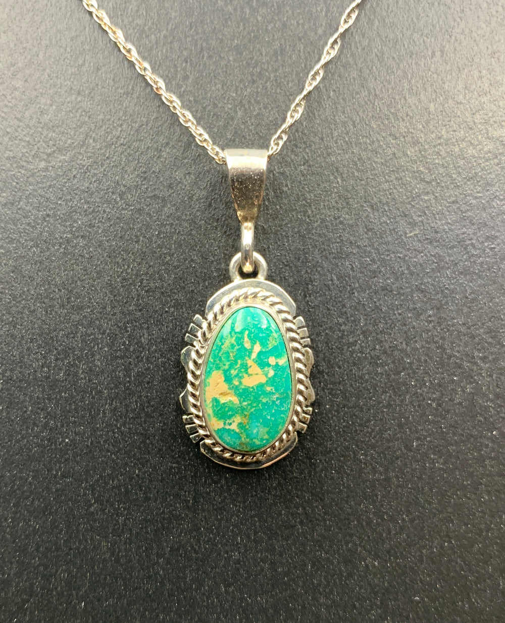 Kingman Turquoise #7 Natural Sterling Silver Pendant on 18