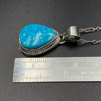 Kingman Turquoise #8 Natural Sterling Silver Pendant on 18" Chain