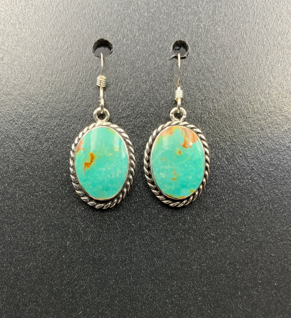 Kingman Turquoise #12 Natural Sterling Silver Dangle Earrings