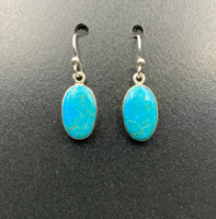 Kingman Turquoise #13 Natural Sterling Silver Dangle Earrings

