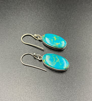 Kingman Turquoise #14 Natural Sterling Silver Dangle Earrings
