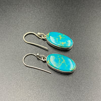 Kingman Turquoise #14 Natural Sterling Silver Dangle Earrings