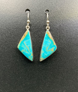 Kingman Turquoise #16 Natural Sterling Silver Dangle Earrings