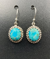 Kingman Turquoise #4 Compressed Sterling Silver Dangle Earrings
