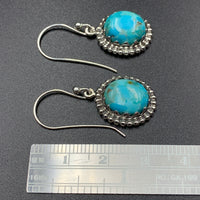 Kingman Turquoise #4 Compressed Sterling Silver Dangle Earrings