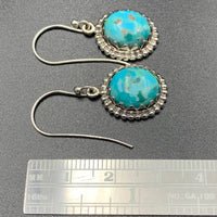 Kingman Turquoise #5 Compressed Sterling Silver Dangle Earrings