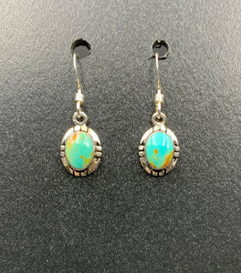 Kingman Turquoise #9 Natural Sterling Silver Dangle Earrings